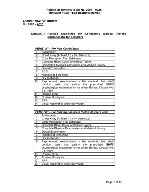 Related Documents And Requirements Doh