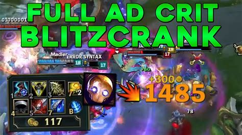 Full Ad Blitzcrank 1000 Dmg Crits Youtube