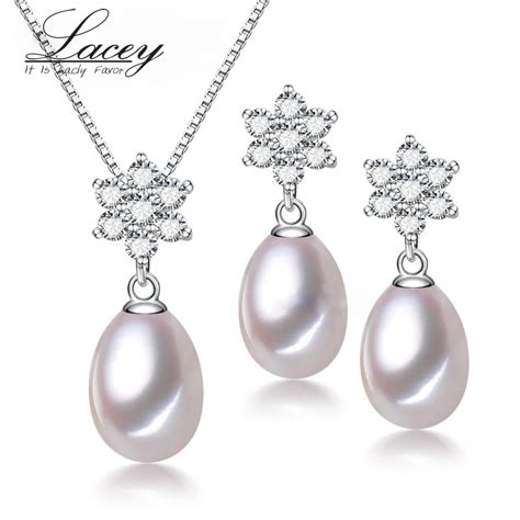 Trendy Freshwater Pearl Jewelry Sets Women Real Natural Pearl Pendant