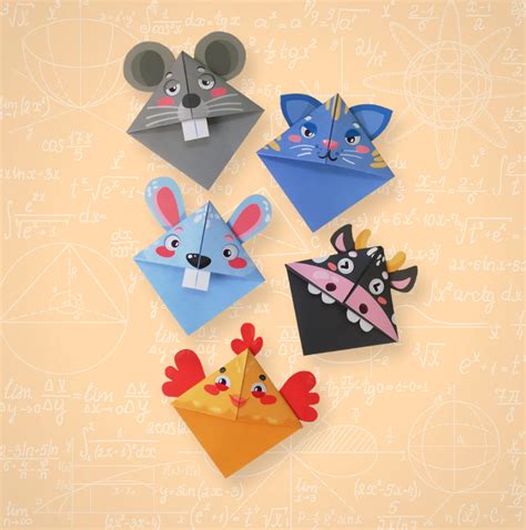 10 Origami bookmarks Farm animals - French Wink