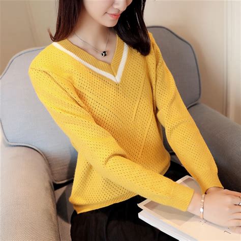 Bigsweety Otoño Invierno Manga Larga V Cuello Mujeres Tops Hecho Punto Suéteres 2018 Estilo