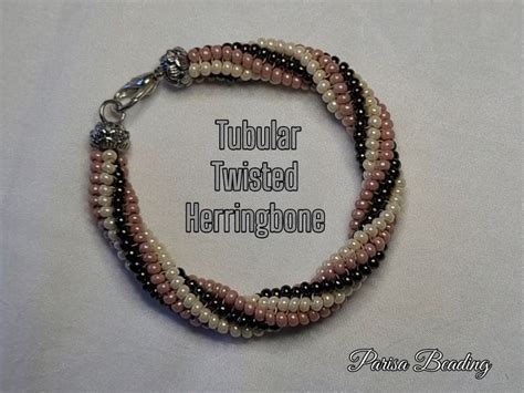 DIY Beaded Tubular Twisted Herringbone Bracelet