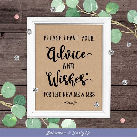 Advice Well Wishes For The New Mr And Mrs Wedding Advice Etsy