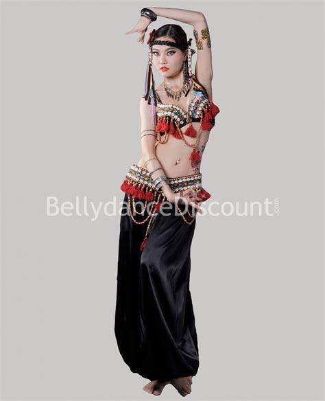 Black And Red Tribal Fusion Bellydance Costume 11990