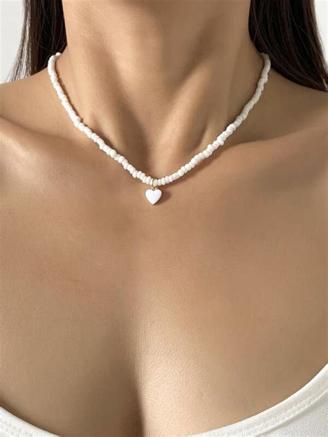 Collar con cuenta colgante de corazón Mode de Mujer SHEIN España