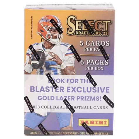 2023 Panini Select Draft Picks Football 6 Pack Blaster Box Gold Lazer