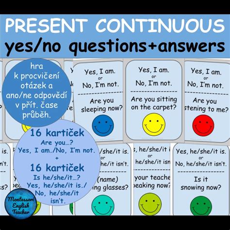 Materiál Present Continuous Yesno Questions Answers Game