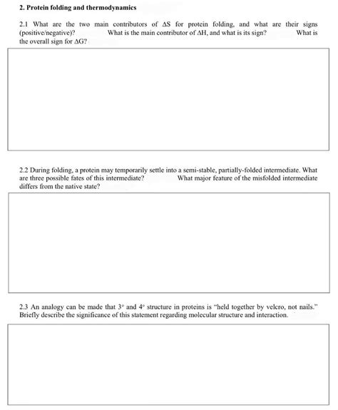 Solved Protein Folding And Thermodynamics What Are Chegg