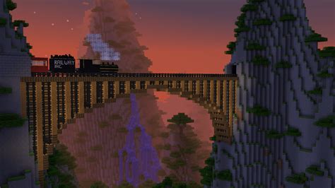 Train on the Bridge : Minecraft