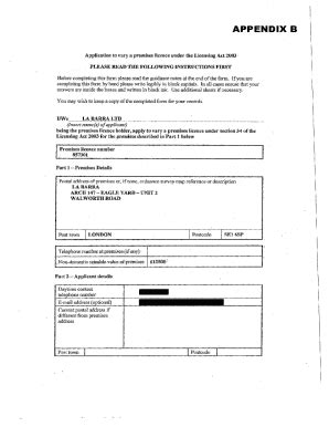 Fillable Online Prem Application To Vary A Premises Licence To