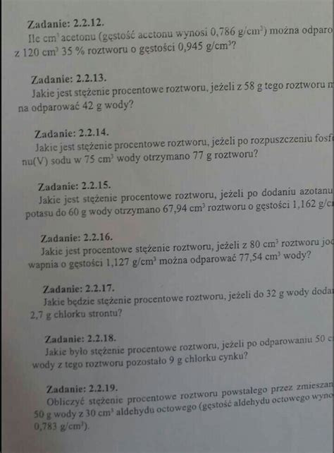 Prosz O Pomoc W Zadaniu Z Chemii Polecenie W Za Czniku Od Zadania