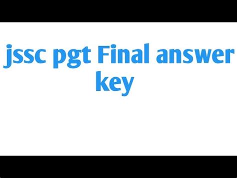 Jssc Pgt Ka Final Answer Key 2023 Jharkhand PGT YouTube