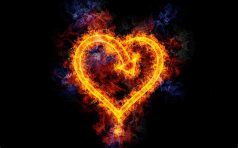 Blue Fire Heart Wallpaper