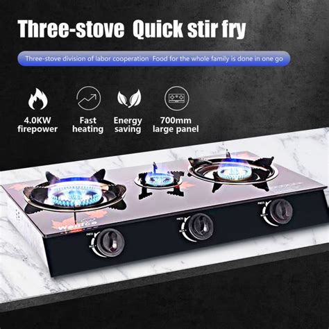 Eh Kw Firepower Design Three Burner Gas Stove Tempered Glass Top