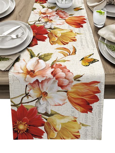 Beautiful Floral Print Table Runner Linen Home Table Runner Dining ...