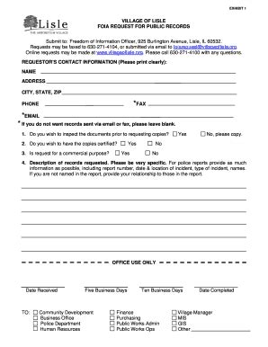 Fillable Online Villageoflisle Printable Foia Request Form The