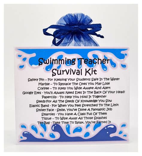 Swimming Teacher Survival Kit Fun Novelty Gift Card Etsy Uk