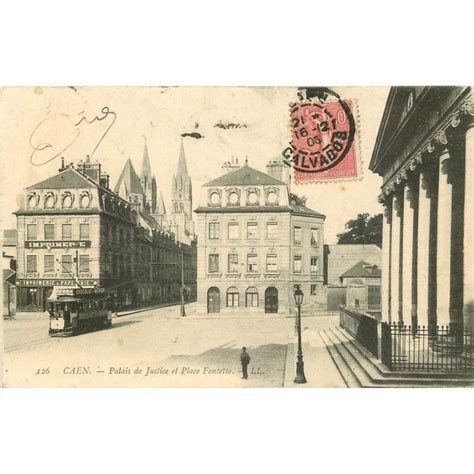 Carte Postale Ancienne 14 CAEN Top Promotion Place Fontette Et Palais