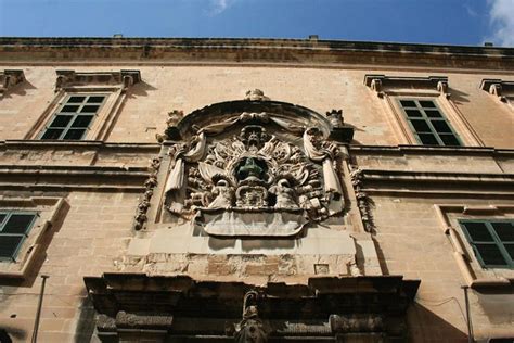 Coat Of Arms On The Auberge DItalie Building In Valletta Malta