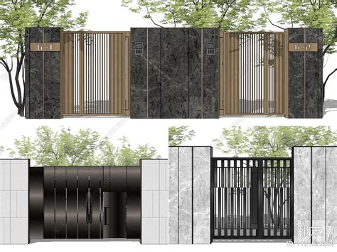 现代景观庭院门su模型下载【id1121629269】知末su模型网