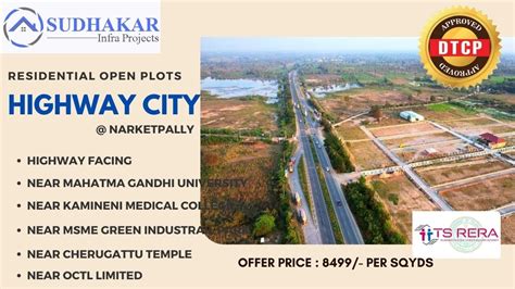 Highway Facing Dtcp Approved Open Plots Near Narketpally Hyderabad To