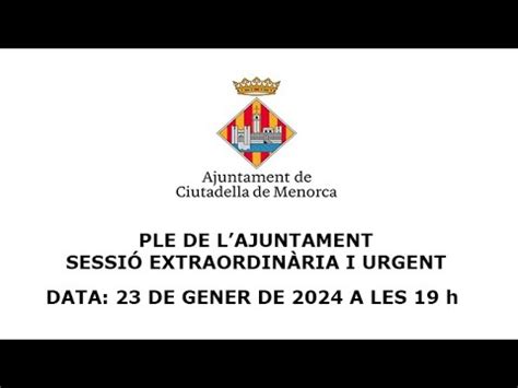 Ple Extraordinari I Urgent De 23 De Gener De 2024 YouTube