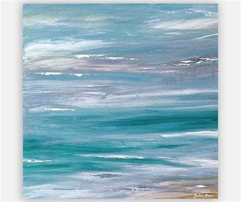 Abstract Coastal Art Print Teal Blue Seascape Painting Ocean Beach