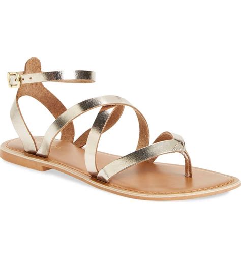 Topshop Hercules Strappy Metallic Leather Thong Sandal Women