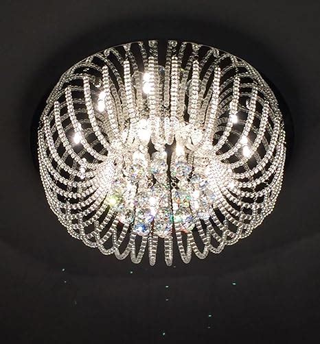 A1A9 Modern Flush Mount Crystal Chandelier Lighting Glass Raindrop K9