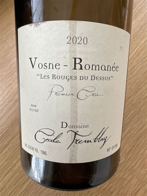 2020 Cecile Tremblay Vosne Romanée 1er Cru Les Rouges du Dessus France