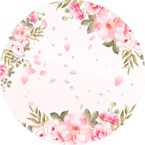 Painel Redondo Para Imprimir - Painel De Festa Redondo 1,50x1,50 - Flores Rosas Cute 010 - Via Cores ...