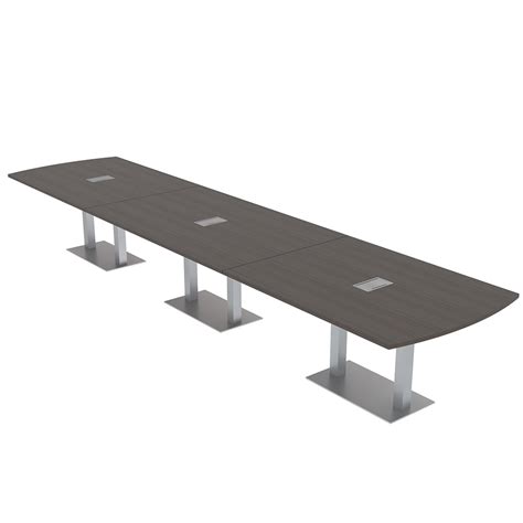 16ft Arc Rectangle Powered Modular Conference Table Square Metal Bases