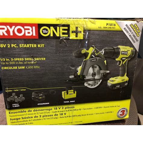 Ryobi P V Drill And Circular Saw Starter Kit W Two Ah