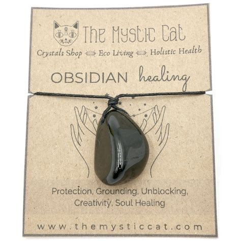 Obsidian Crystal Healing Necklace – THE MYSTIC CAT