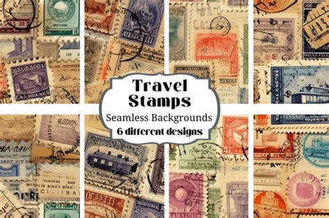 Travel Stamps Seamless Backgrounds Graphic by Laura Beth Love ...