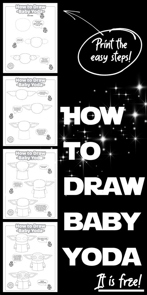 Easy Step-by-Step How to Draw Baby Yoda Tutorial You Can Print - Belly ...