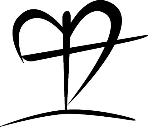 Black And White Clip Art Of Heart With Cross Heart And Cross Png