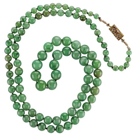 Jade Necklace With Diamond Clasp At 1stdibs