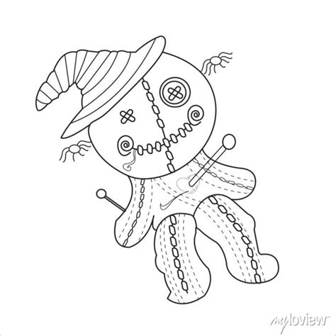 Vector Creepy Kawaii Pastel Goth Teddy Bear Coloring Page Wall Mural