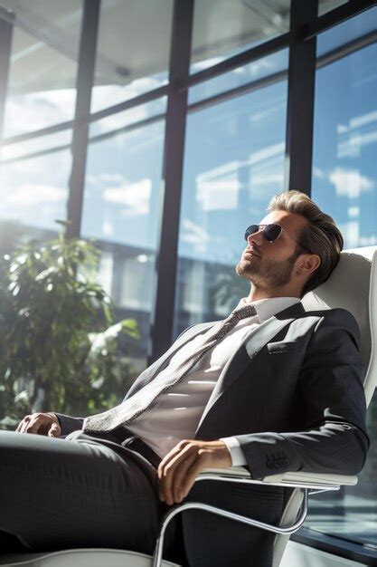 Premium Photo Portrait Of A Businessman In A Suit With Sunglasses In His Modern Office On A