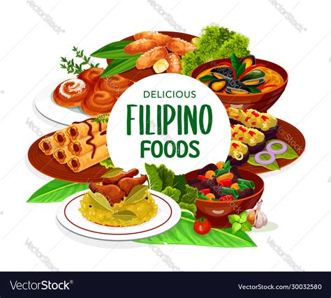 Filipino Asian Cuisine Dishes Frame Royalty Free Vector