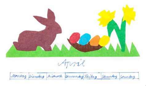 easter calendar picture april stock image image  kids daffodils
