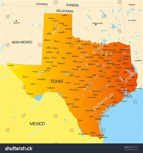 Vector Color Map Texas State Usa Stock Vector (Royalty Free) 26090974 ...