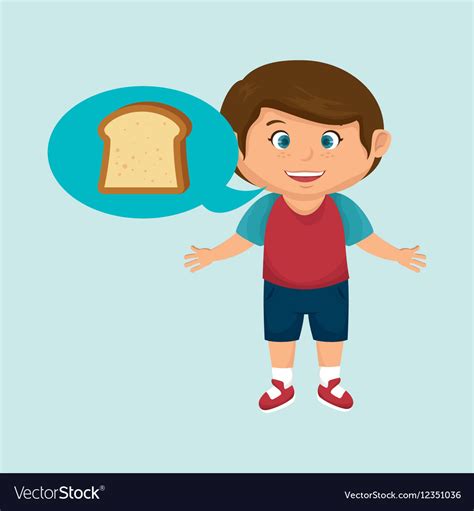 Boy cartoon bread slice Royalty Free Vector Image