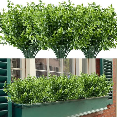 Dremisland 6 Pack Artificial Plants Faux Boxwood Shrubs UV Resistant