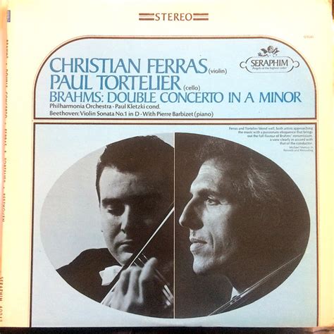 Brahms Double Concerto De Christian Ferras Paul Tortelier Paul