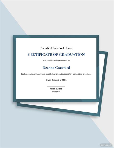 Preschool Graduation Certificate Template in Word, Publisher, Google ...