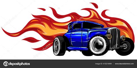 Vintage Car Hot Rod Garage Hotrods Carold School Car Vector Stock