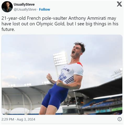 21 Year Old French Pole Vaulter Anthony Ammirati May Have Lost Out On