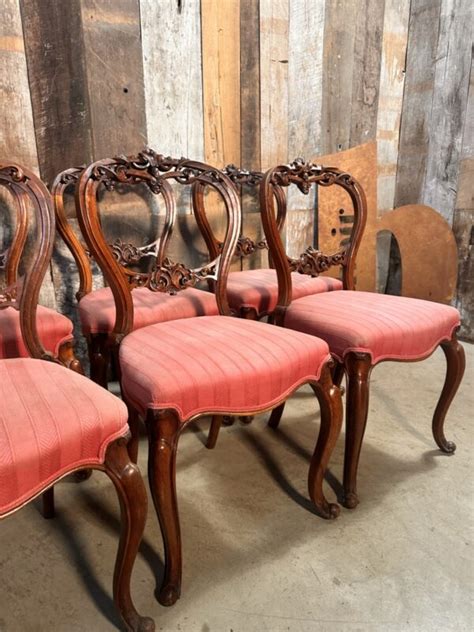 Antique Set Of Six Regency Rosewood Balloon Back Dining Chairs C